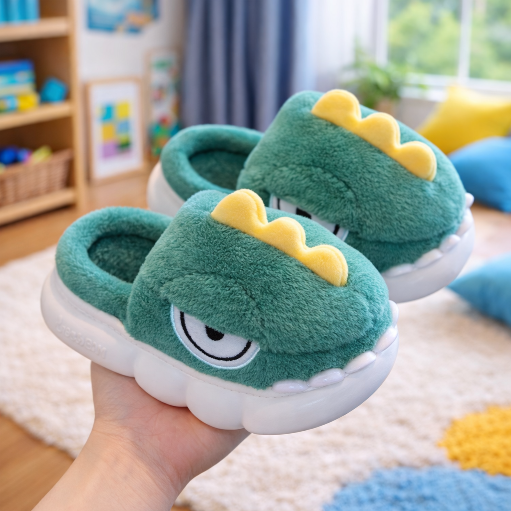 SoftStep Monster – Ciabatte Bimbo in Peluche Antiscivolo con Suola Ultra Comfort 👣✨