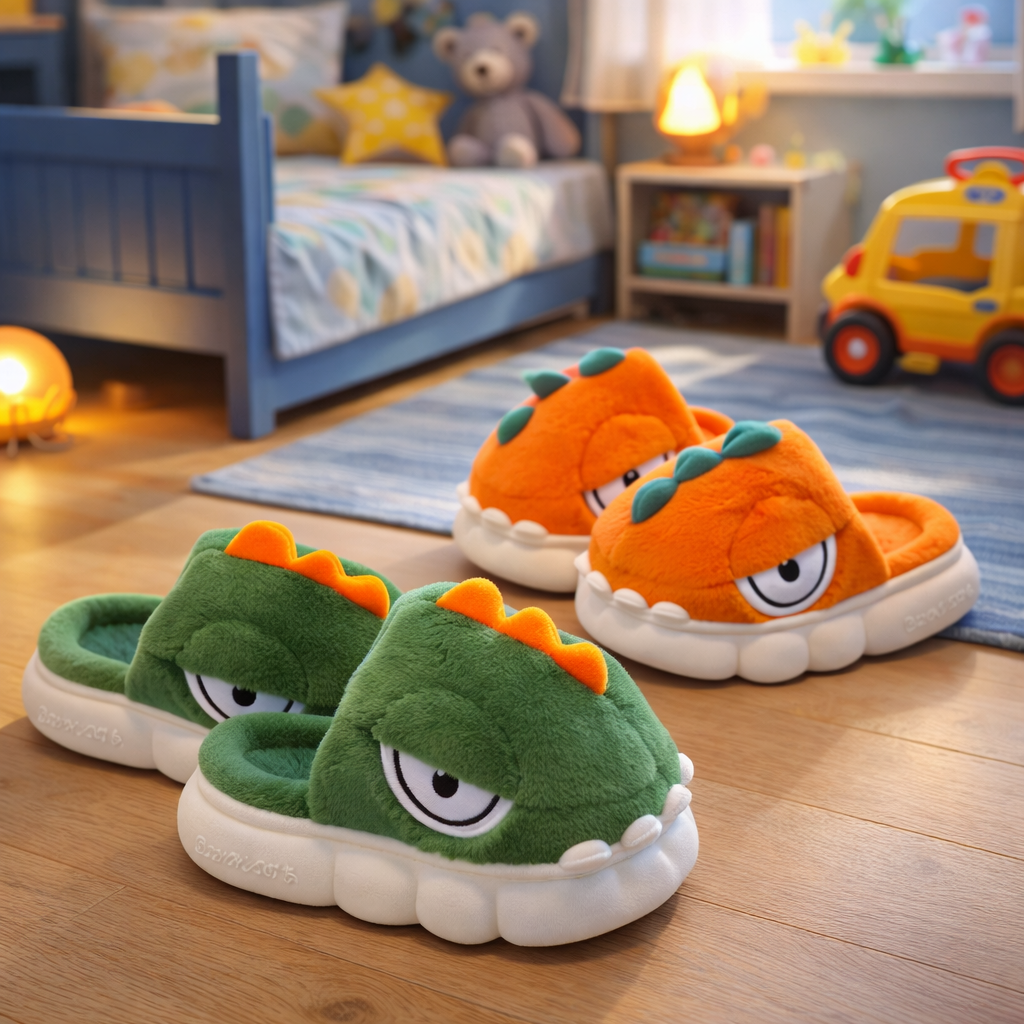 SoftStep Monster – Ciabatte Bimbo in Peluche Antiscivolo con Suola Ultra Comfort 👣✨