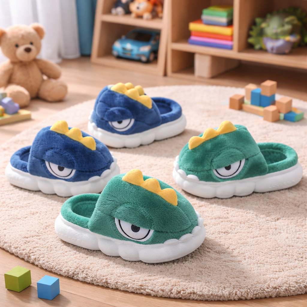 SoftStep Monster – Ciabatte Bimbo in Peluche Antiscivolo con Suola Ultra Comfort 👣✨