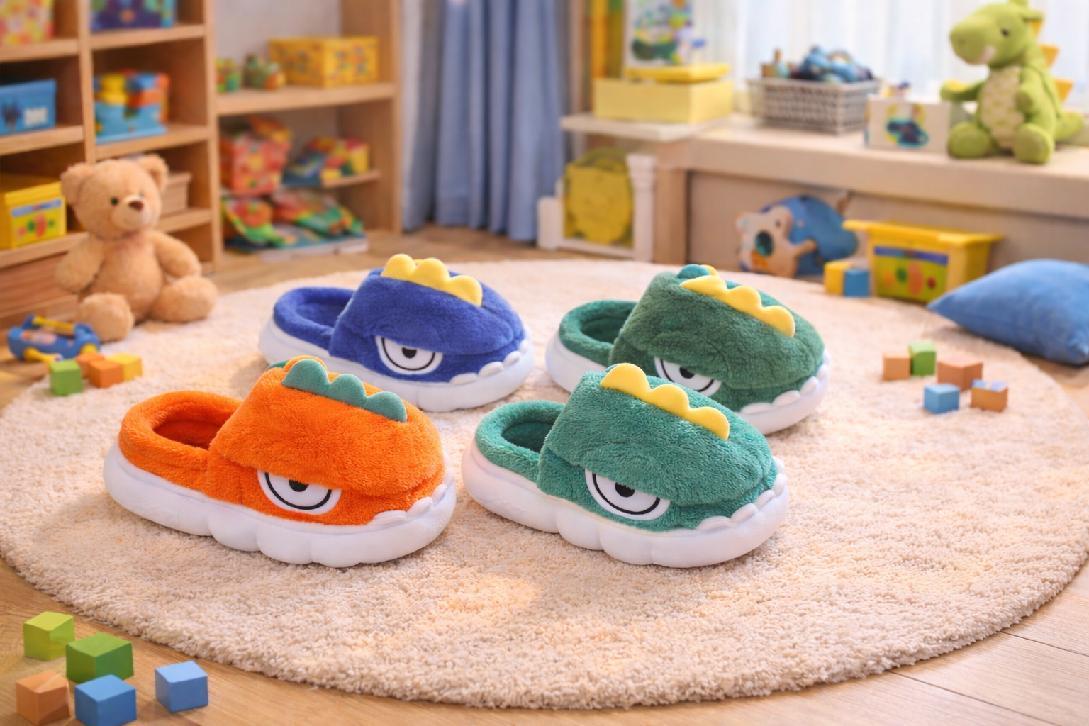 SoftStep Monster – Ciabatte Bimbo in Peluche Antiscivolo con Suola Ultra Comfort 👣✨